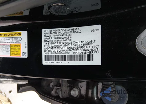 2023 Acura Integra A-Spec z USA, uszkodzony, nr VIN 19UDE4H3XPA002126